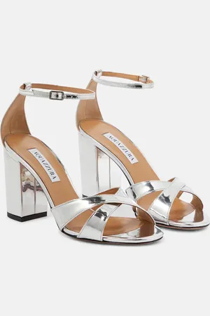 Aquazzura Divine 85 metallic leather sandals