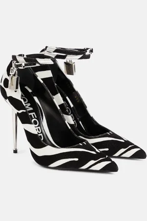 Tom Ford Padlock zebra-print velvet pumps