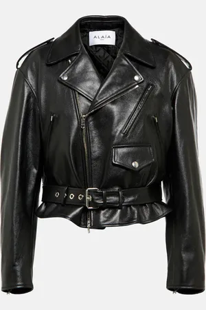 Alaïa AlaÃ¯a Cropped leather biker jacket