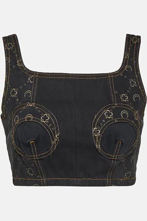 Marine Serre Regenerated cropped denim bustier