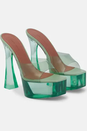 Amina Muaddi Dalida PVC platform mules