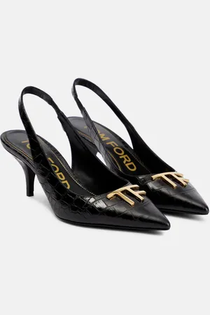 Tom Ford Croc-effect leather slingback pumps