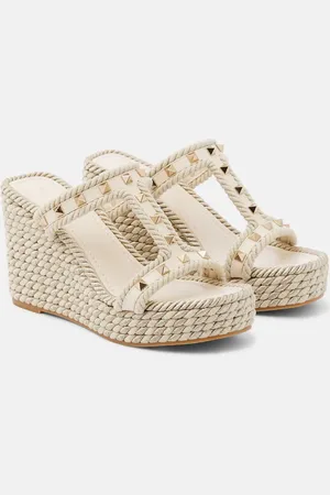 VALENTINO GARAVANI Rockstud leather wedge sandals