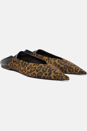 Saint Laurent Nour leopard-print leather-trimmed mules