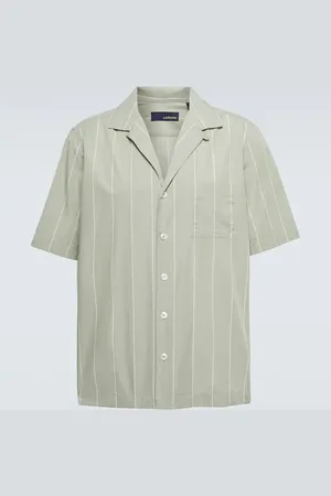 LARDINI Striped camp-collar cotton shirt