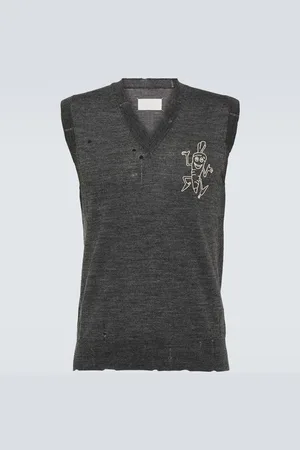 Maison Margiela Printed distressed wool sweater vest