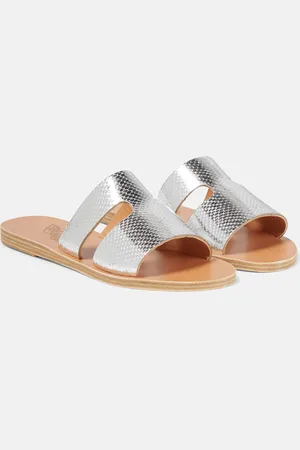 Ancient Greek Sandals Apteros fish scale-effect metallic leather sandals