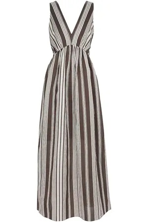 Brunello Cucinelli Striped cotton and silk maxi dress