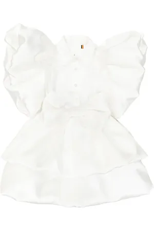 CAROLINE BOSMANS Gloss bow-detail ruffled dress