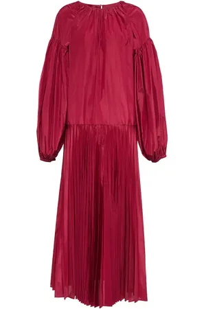 VALENTINO Pleated taffeta midi dress