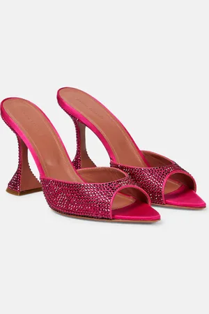Amina Muaddi Caroline embellished satin mules