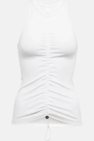 DION LEE Drawstring ruched cotton jersey top