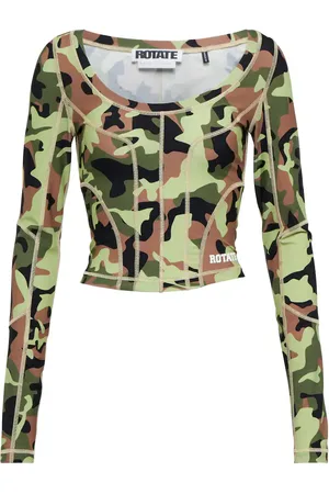 ROTATE Tamisha camouflage crop top