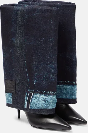 Jimmy Choo X Jean Paul Gaultier leather and denim boots
