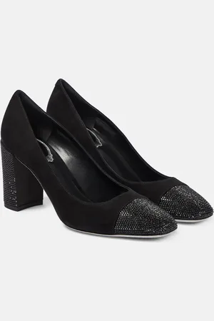 RENE CAOVILLA Crystal-embellished suede pumps
