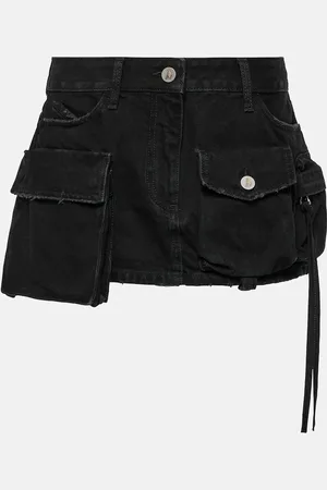 The Attico Low-rise cargo denim miniskirt