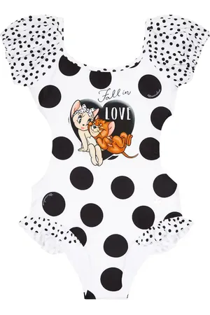 MONNALISA Jerry printed polka-dotted swimsuit