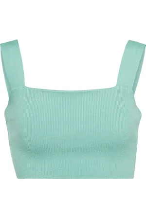 Oscar de la Renta Ribbed-knit silk-blend crop top