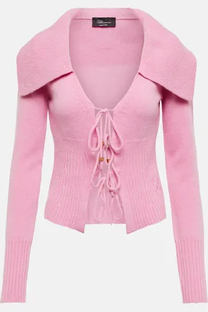 BLUMARINE Ribbed-knit wool and cashmere cardigan