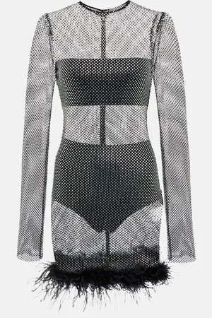 GIUSEPPE DI MORABITO Feather-trimmed embellished minidress