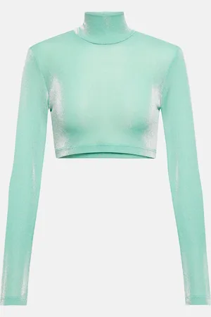 ROTATE Metallic turtleneck crop top