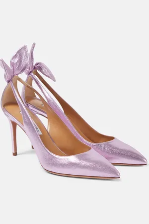 Aquazzura Bow Tie 85 metallic leather pumps