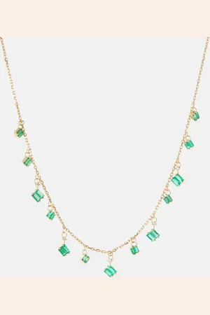 Suzanne Kalan 18kt gold necklace with diamonds and emeralds