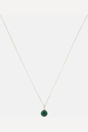 Mateo 14kt gold dot necklace with malachite and diamond