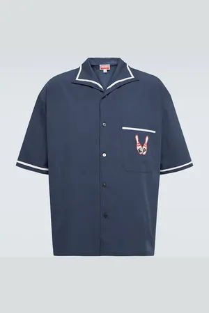 Kenzo Embroidered cotton bowling shirt