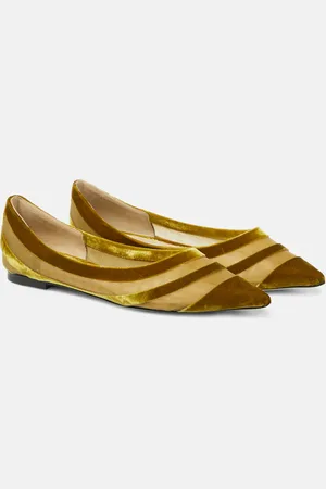 Jimmy Choo Love velvet-trimmed ballet flats
