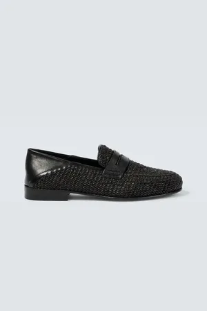 Manolo Blahnik Padstow raffia and leather loafers