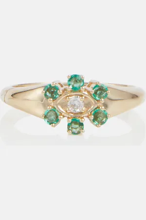 Sydney Evan 14kt signet ring with diamonds