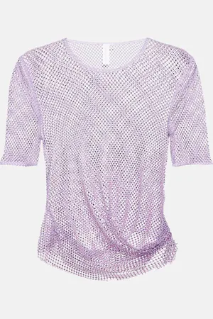 Simkhai Electra embellished mesh cropped top