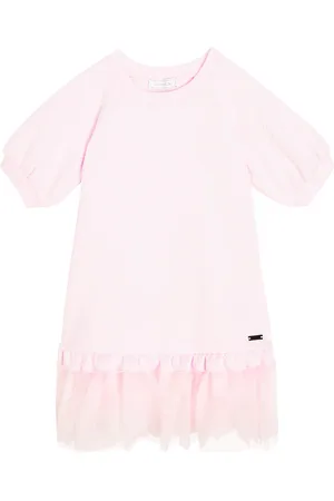 MONNALISA Jersey tulle-trimmed dress
