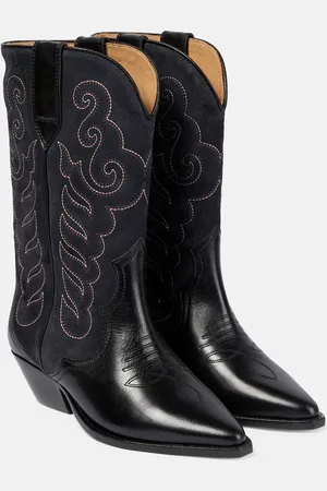 Isabel Marant Duerto embroidered suede and leather boots