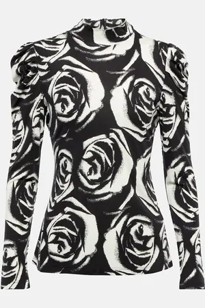 Diane von Furstenberg Doha floral turtleneck jersey top