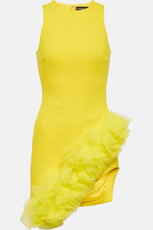DAVID KOMA Ruffled virgin wool crÃªpe minidress