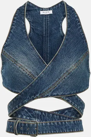 Alaïa AlaÃ¯a Wrap-around denim bralette
