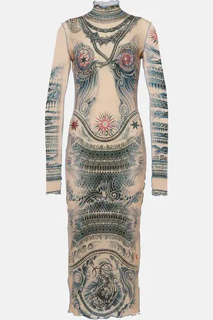 Jean Paul Gaultier Tattoo Collection sheer midi dress