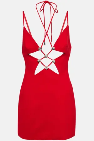 AREA Cutout embellished jersey minidress