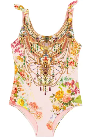 Camilla Floral printed tie-detail swimsuit