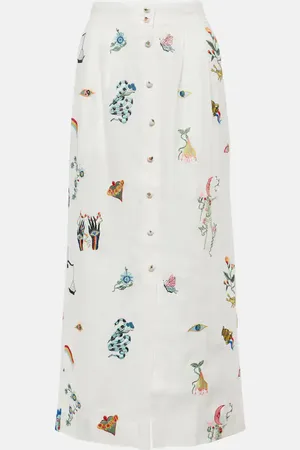 ALÉMAIS AlÃ©mais Atticus embroidered linen midi skirt