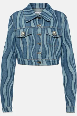 AREA Sunray printed cropped denim jacket