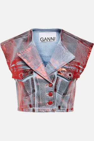 Ganni Metallic denim vest