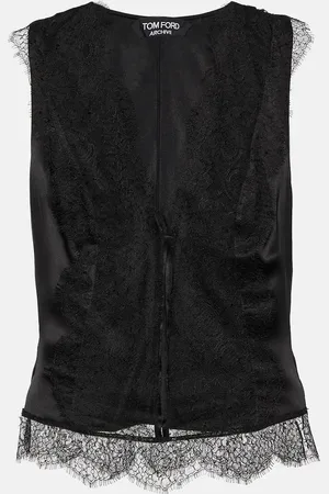 Tom Ford Lace-trimmed silk-blend satin top