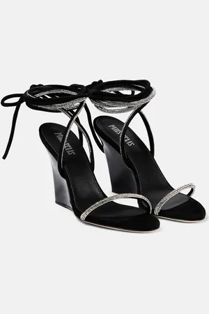 PARIS TEXAS Willow embellished suede wedge sandals