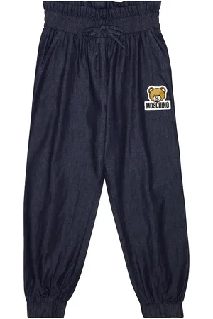 Moschino Teddy Bear embroidered cuffed jeans