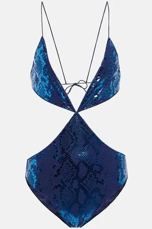 Oseree OsÃ©ree Snake-print cutout swimsuit
