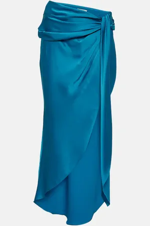 Simkhai Elisabetta draped satin midi skirt