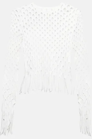 DION LEE Fringed fishnet top